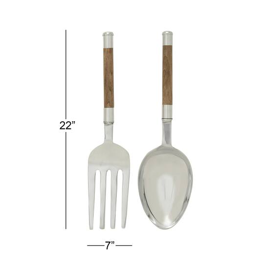 Silver Aluminum Fork & Spoon Traditional Wall Décor Set | Michaels